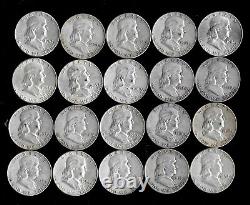 Franklin Half Dollar Roll (20 Coins) 90% Silver (1948-63) Lot A38