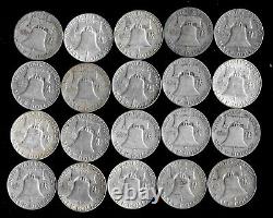Franklin Half Dollar Roll (20 Coins) 90% Silver (1948-63) Lot A69