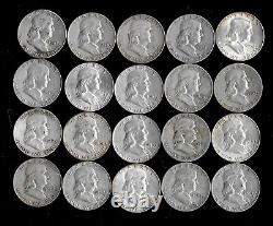 Franklin Half Dollar Roll (20 Coins) 90% Silver (1948-63) Lot B37