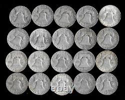 Franklin Half Dollar Roll (20 Coins) 90% Silver (1948-63) Lot B37