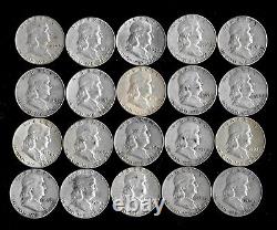 Franklin Half Dollar Roll (20 Coins) 90% Silver (1948-63) Lot B38