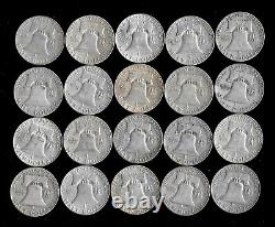 Franklin Half Dollar Roll (20 Coins) 90% Silver (1948-63) Lot B38
