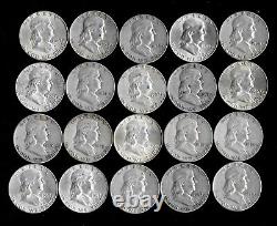 Franklin Half Dollar Roll (20 Coins) 90% Silver (1950-63) Lot B56