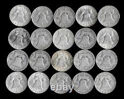 Franklin Half Dollar Roll (20 Coins) 90% Silver (1950-63) Lot B56