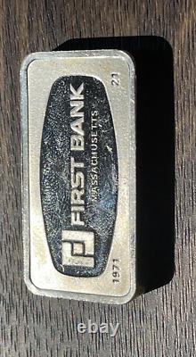 Franklin Mint 1000 Grain Sterling Silver Bar The First National Bank, MA 1971