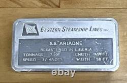 Franklin Mint 1000 Grains Sterling Silver Bar S. S. Ariadne Eastern Steamship