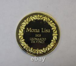 Franklin Mint 100 Greatest Masterpieces Davinci Mona Lisa 925 Silver/GP Medal