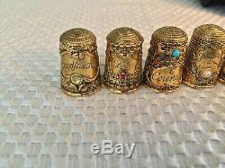 Franklin Mint 12 Piece Victorian Jeweled Thimble Set