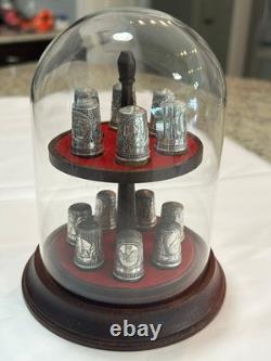 Franklin Mint 13 Colonies Sterling Silver Thimble Set in Display Case