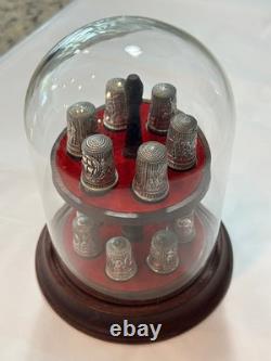 Franklin Mint 13 Colonies Sterling Silver Thimble Set in Display Case