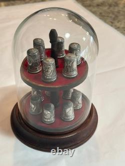 Franklin Mint 13 Colonies Sterling Silver Thimble Set in Display Case