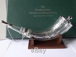 Franklin Mint 1776-1976 STERLING SILVER POWDERHORN Gun War + Baccarat Crystal