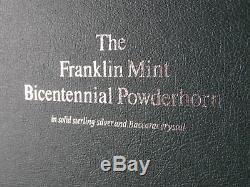 Franklin Mint 1776-1976 STERLING SILVER POWDERHORN Gun War + Baccarat Crystal