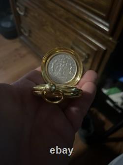 Franklin Mint 1921 Morgan Silver Dollar Collector's Pocket Watch and Chain