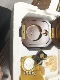 Franklin Mint 1921 Morgan Silver Dollar Collector's Pocket Watch and Chain