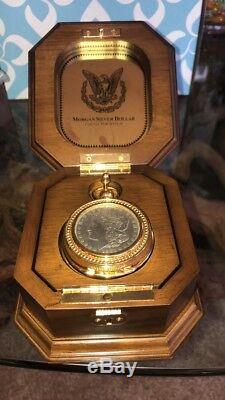Franklin Mint 1921 Morgan Silver Dollar Pocket Watch. Cutty Sark Nautical. MINT