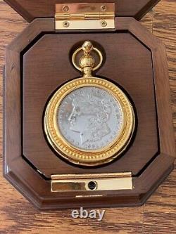 Franklin Mint 1921 Morgan Silver Dollar Pocket Watch. MINT