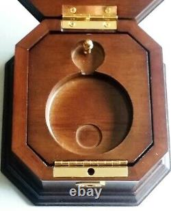 Franklin Mint 1921 Morgan Silver Pocket Watch w Glass & Cherry Wood Case