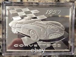 Franklin Mint 1957 Corvette Super Sport. 925 SOLID SILVER INGOT WithHard Case