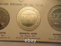 Franklin Mint 1967 Series Group 11 Gaming Tokens, Bonanza Hotel 1 Silver