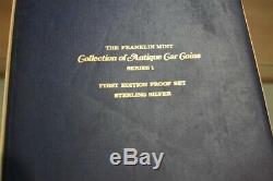 Franklin Mint 1968 Sterling Silver Antique Car 25 Coin Set Series 1 1st Ed Proof