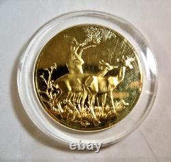 Franklin Mint 1972 East African Gerenuks. 925 Sterling Silver 24kt Ep Proof