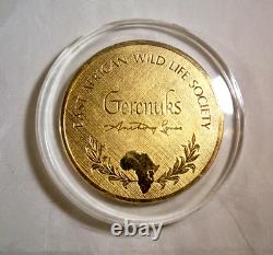 Franklin Mint 1972 East African Gerenuks. 925 Sterling Silver 24kt Ep Proof