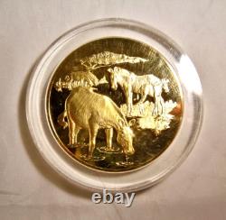 Franklin Mint 1972 East African Grevys Zebras. 925 Sterling Silver 24kt Ep Proof