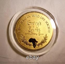 Franklin Mint 1972 East African Grevys Zebras. 925 Sterling Silver 24kt Ep Proof