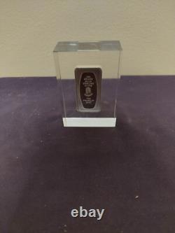 Franklin Mint 1972 Father's Day Sterling Silver Ingot in Lucite 1000 Grains