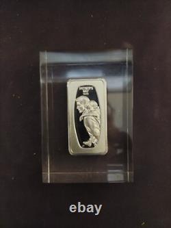 Franklin Mint 1972 Father's Day Sterling Silver Ingot in Lucite 1000 Grains