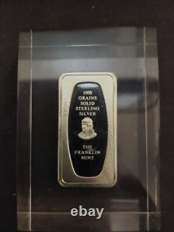 Franklin Mint 1972 Father's Day Sterling Silver Ingot in Lucite 1000 Grains