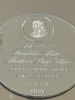 Franklin Mint 1972 Mother's Day Collector Plate Sterling Silver Mother & Child