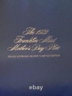 Franklin Mint 1972 Mother's Day Plate Sterling Silver. 925 Limited Edition