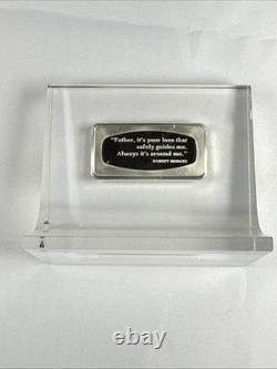 Franklin Mint 1973 Father's Day Sterling Silver Bar Ingot in Stand / Paperweight