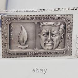 Franklin Mint 1973 JFK 1000 Grains Sterling Silver Medal & Ingot Set Boxed