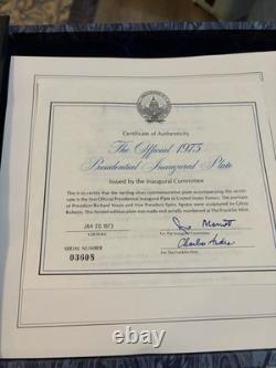 Franklin Mint 1973 Presidential Inaugural Sterling Silver Plate Nixon Agnew