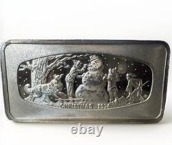 Franklin Mint 1974 Christmas Snowman 500 Grains Sterling Silver Bar 2.083 oz