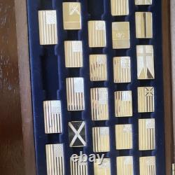 Franklin Mint 1974 Great Flags of America Sterling Silver 39 Mini Ingots withCase