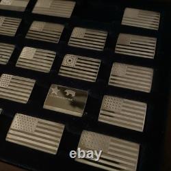 Franklin Mint 1974 Great Flags of America Sterling Silver 39 Mini Ingots withCase