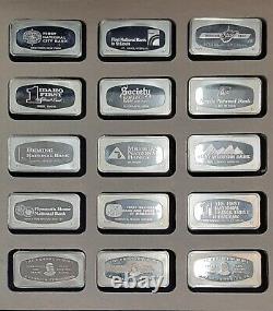 Franklin Mint 1974 US Banks. 925 Silver 1000 Grains Fifty Ingot Set/Case