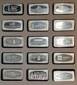 Franklin Mint 1974 US Banks. 925 Silver 1000 Grains Fifty Ingot Set/Case