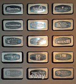 Franklin Mint 1974 US Banks. 925 Silver 1000 Grains Fifty Ingot Set/Case