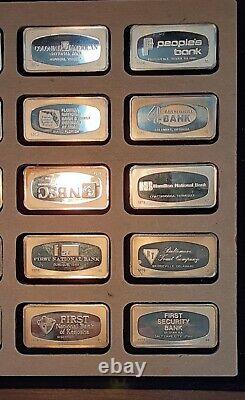 Franklin Mint 1974 US Banks. 925 Silver 1000 Grains Fifty Ingot Set/Case