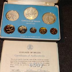 Franklin Mint 1975 Belize Silver Proof Set with Certificate of Authenticity