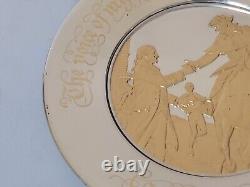 Franklin Mint 1975 Bicentennial Plate Caesar Rodney Sterling Silver 24k Gold