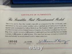 Franklin Mint 1976 Bicentennial Medal Set Sterling Silver Bronze Proof COA