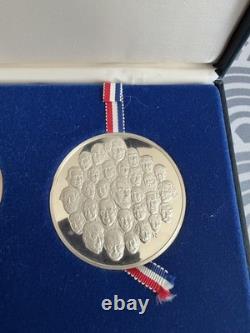 Franklin Mint 1976 Bicentennial Medal Set Sterling Silver Bronze Proof COA