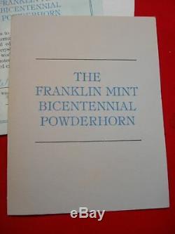Franklin Mint 1976 Bicentennial Powder Horn Baccarat Crystal & Sterling Silver
