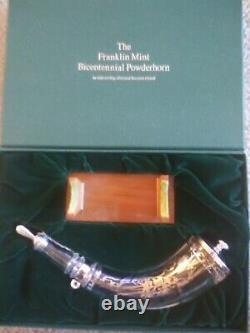 Franklin Mint 1976 Bicentennial Powderhorn Baccarat Crystal & Sterling withBox